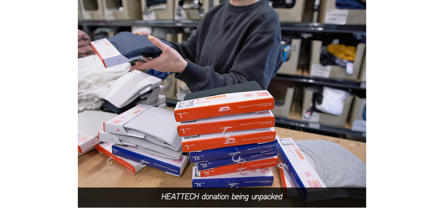 HEATTECH donation being unpacked