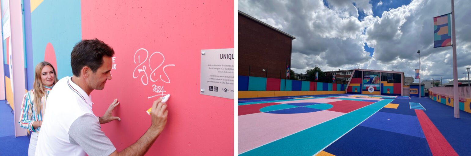 Donation of a tennis courts with colourful surface artwork