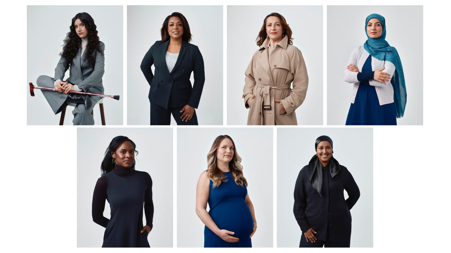 An image of the seven women—Sophia, Isabella, Tina, Asma, Kate, Aimara, and Nasra—taking a new step forward with the support of the charity 