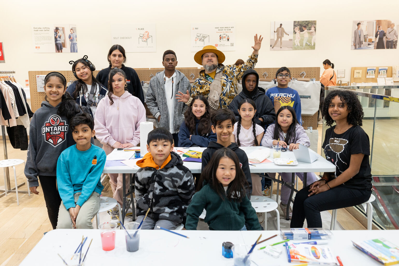 group picture of young children at yorkdale shopping centre at the art event