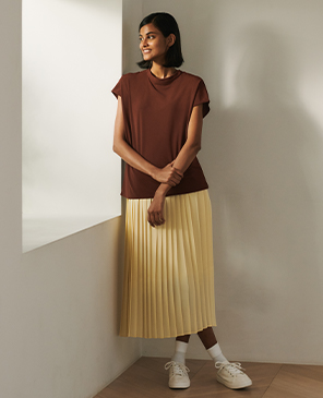 쉬폰 플리츠 롱 스커트