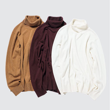 カシミヤタートルネックセーター