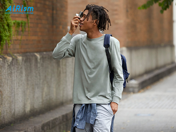 MEN AIRism COTTON UV PROTECTION CREW NECK T-SHIRT