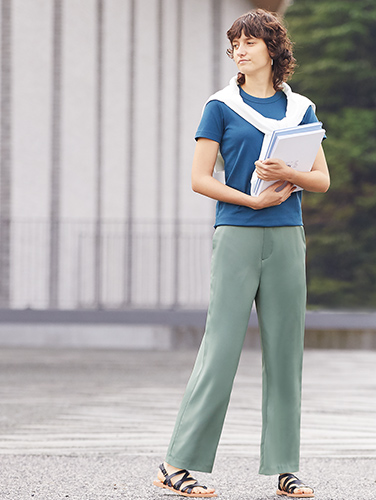 WOMEN SATIN RELAXED STRAIGHT PANTS