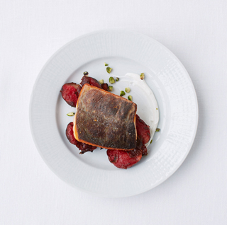Arctic Char with Crushed Beets and Yogurt