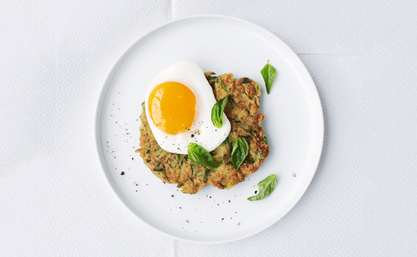 Zucchini Fritters with Fried Eggs and Za'tar