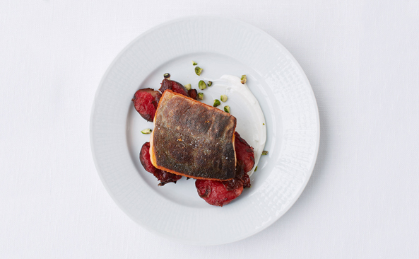 Arctic Char with Crushed Beets and Yogurt