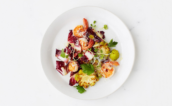 Romanesco “Risotto” with Sautèed Shrimp