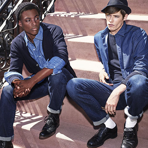 LEFT:데님셔츠(긴팔), 데님프린트셔츠(긴팔)A1