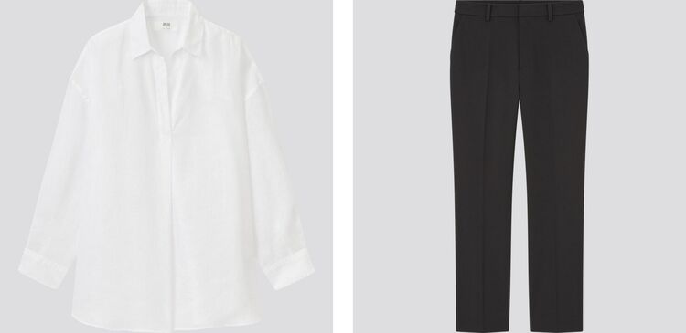 Linen shirt and black trousers