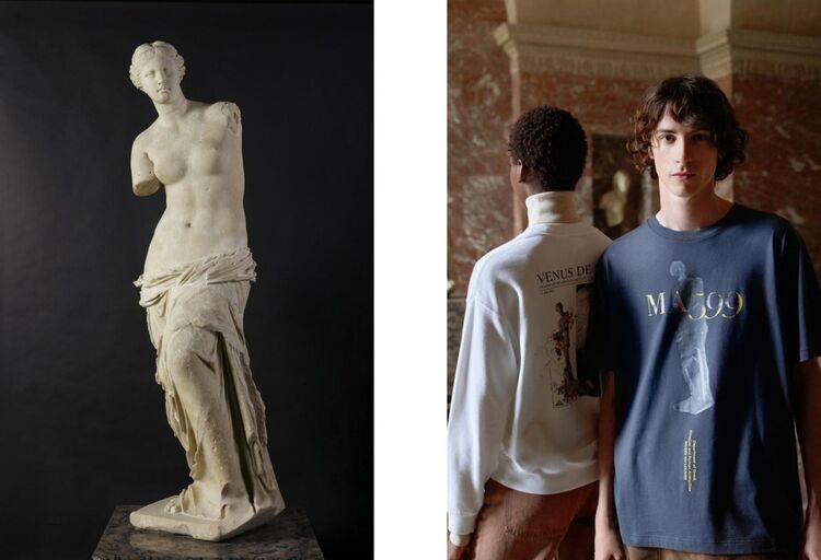 Models wearing a uniqlo ut t-shirt and uniqlo ut sweatshirt