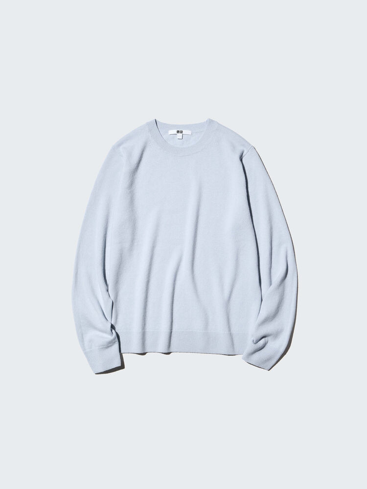 womens crew neck cashmere jumper in light blue