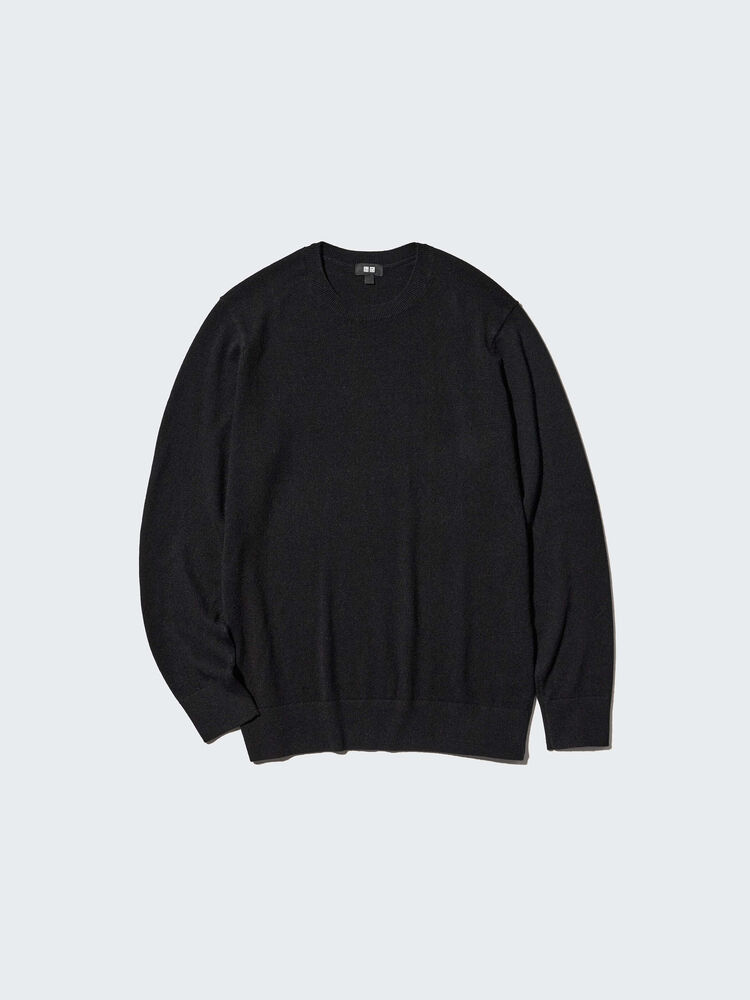 mens crew neck cashmere jumper in black