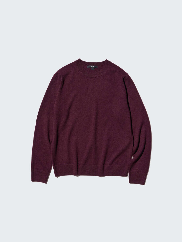 womens crew neck cashmere jumper in wine