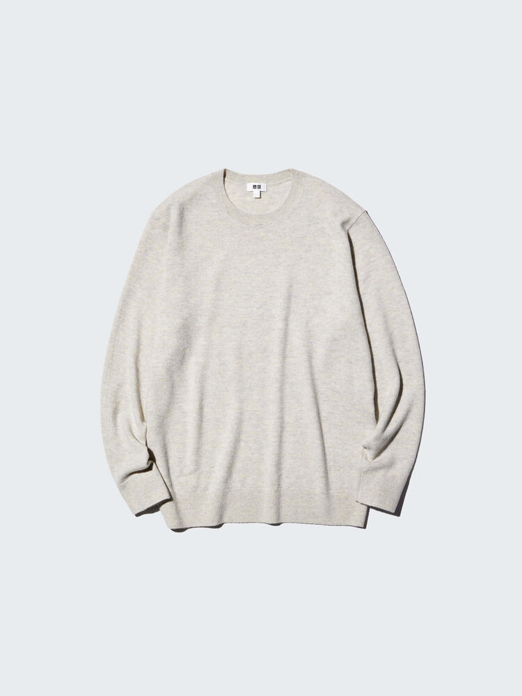 mens cashmere crew neck jumper in light grey