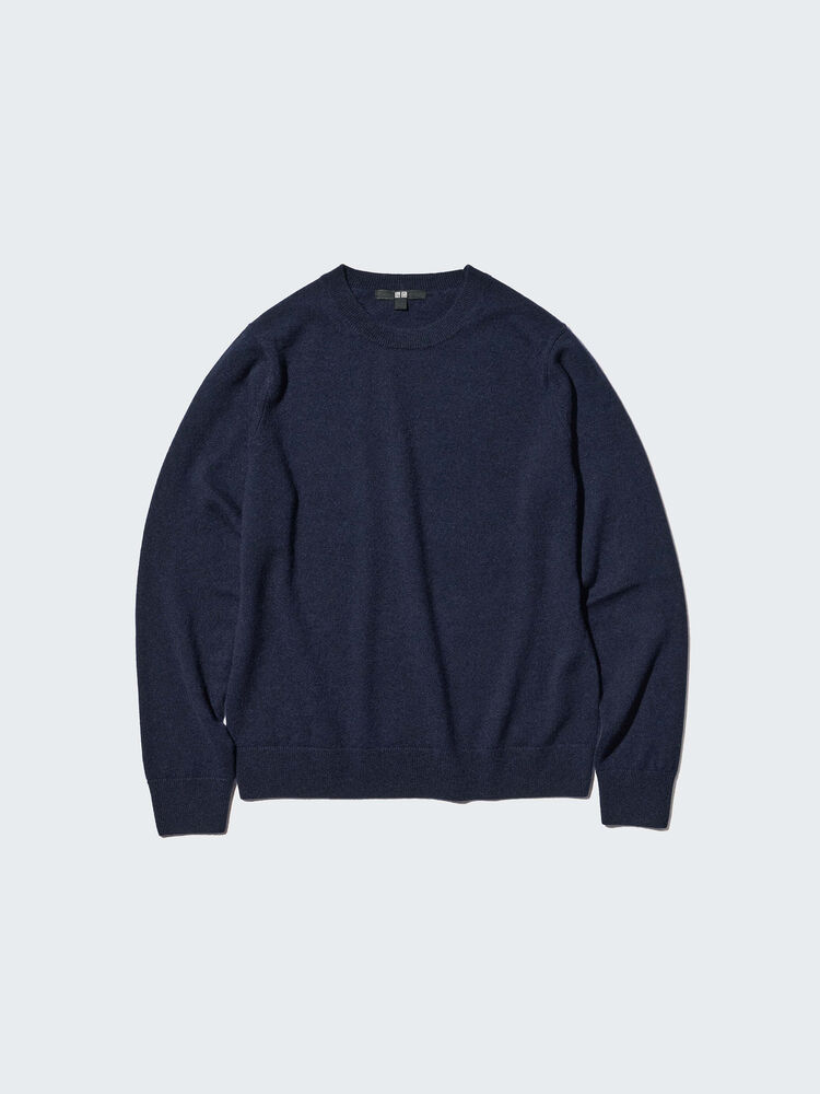 womens crew neck cashmere jumper in deep navy