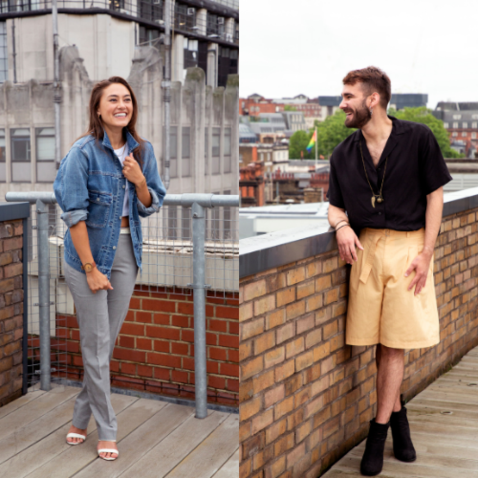 two people wearing UNIQLO clothing