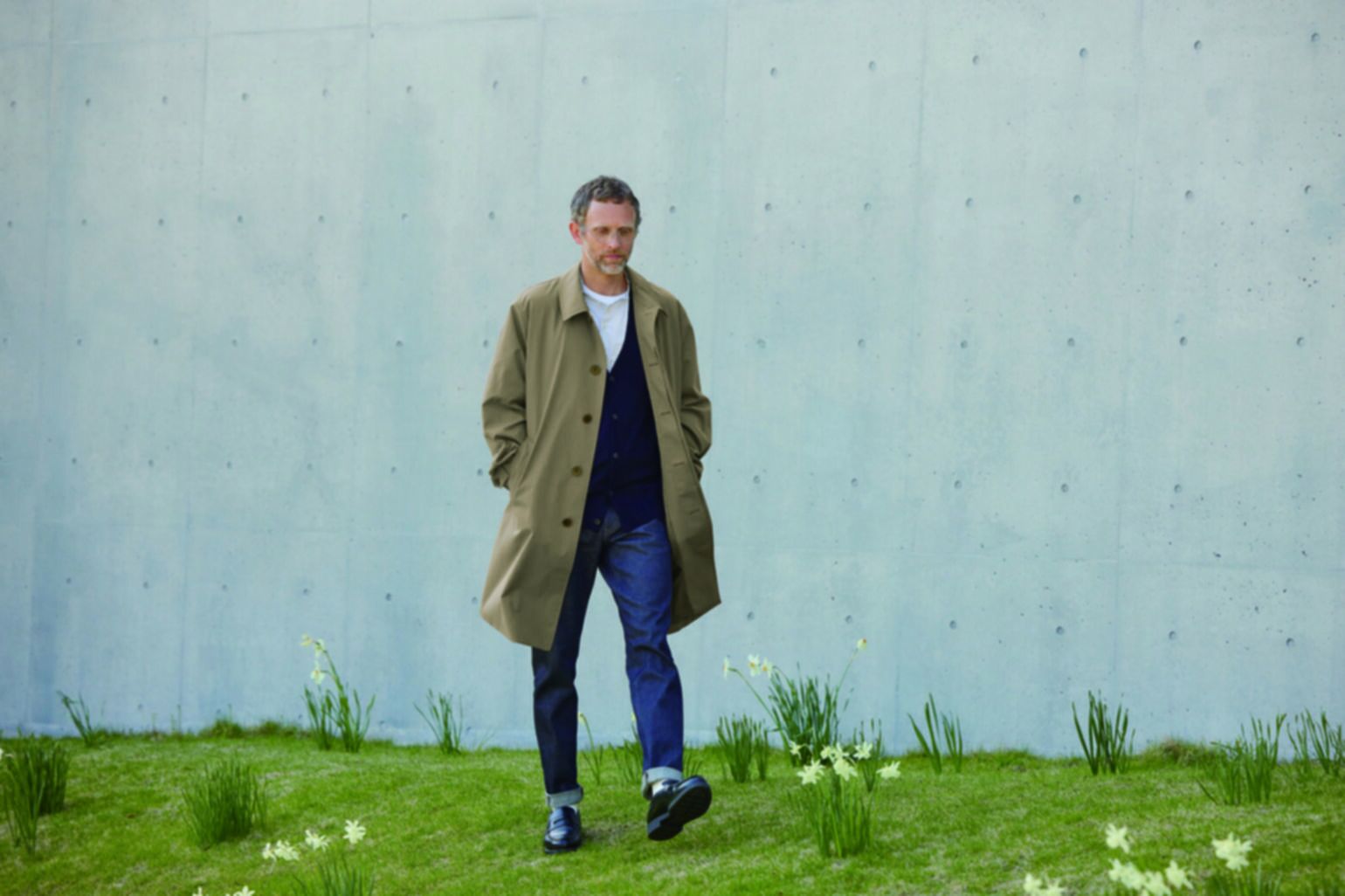 Men wearing a selvedge stretch jeans