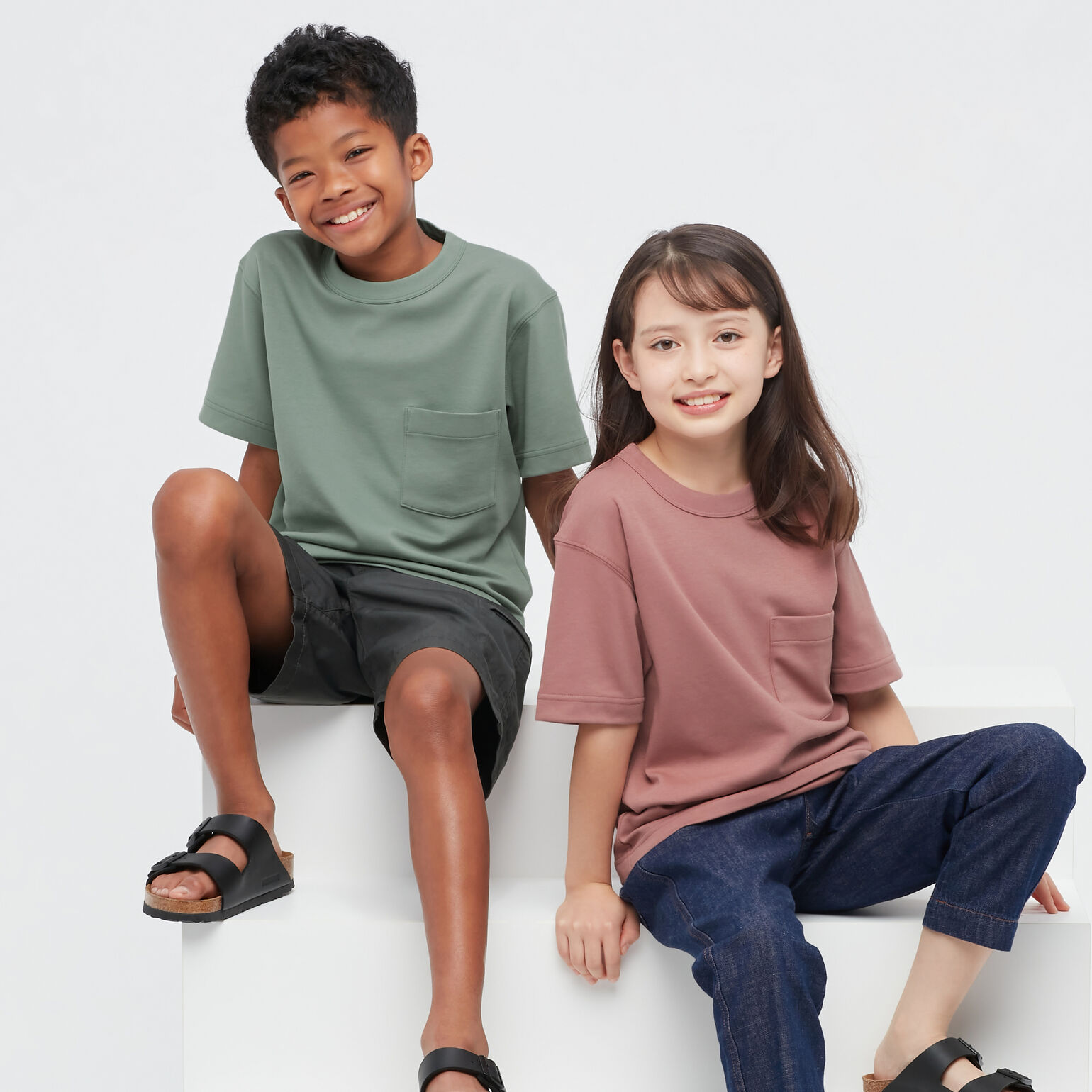 kids wearing Uniqlo U T-shirts