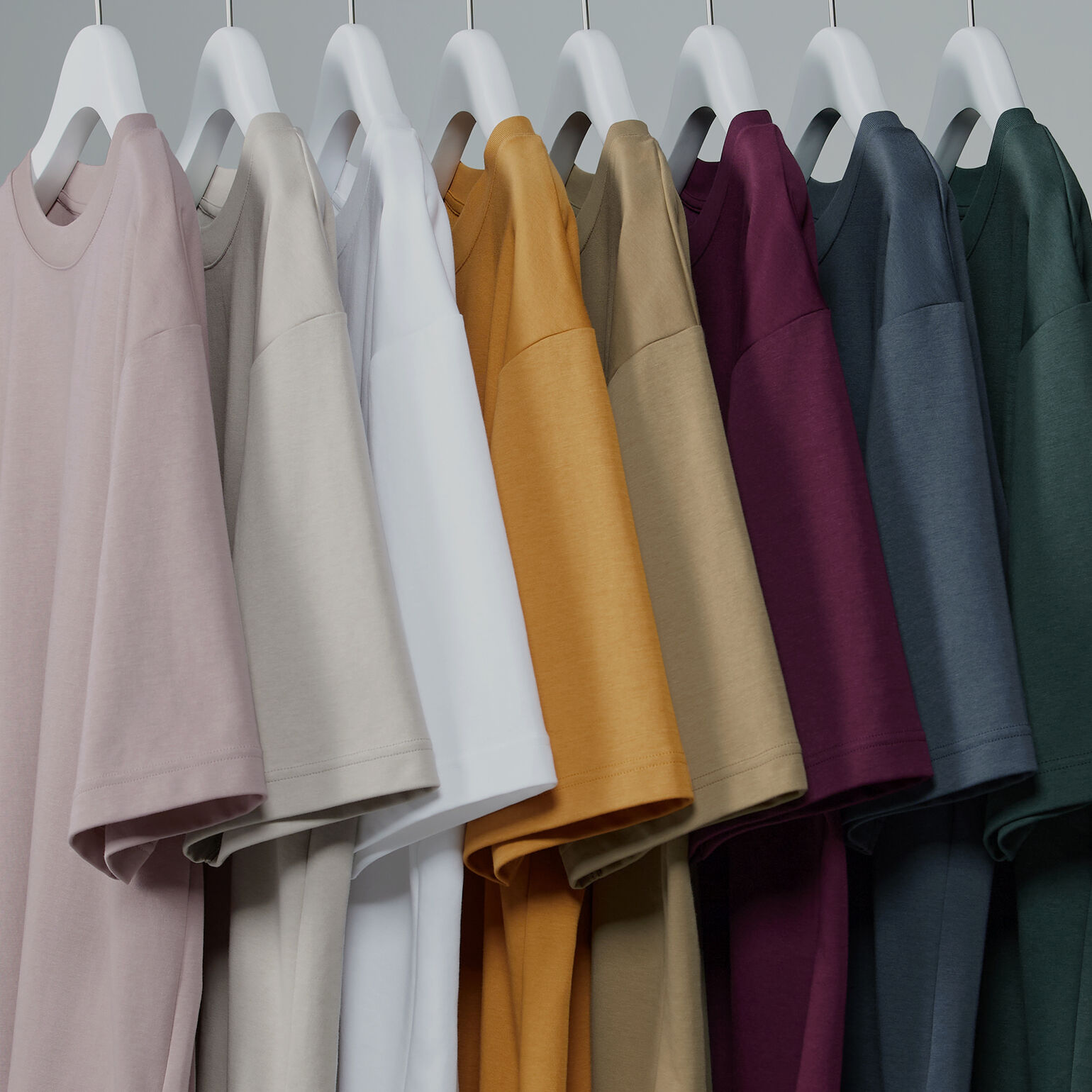 Uniqlo U AIRism cotton T-shirts hanging in a row