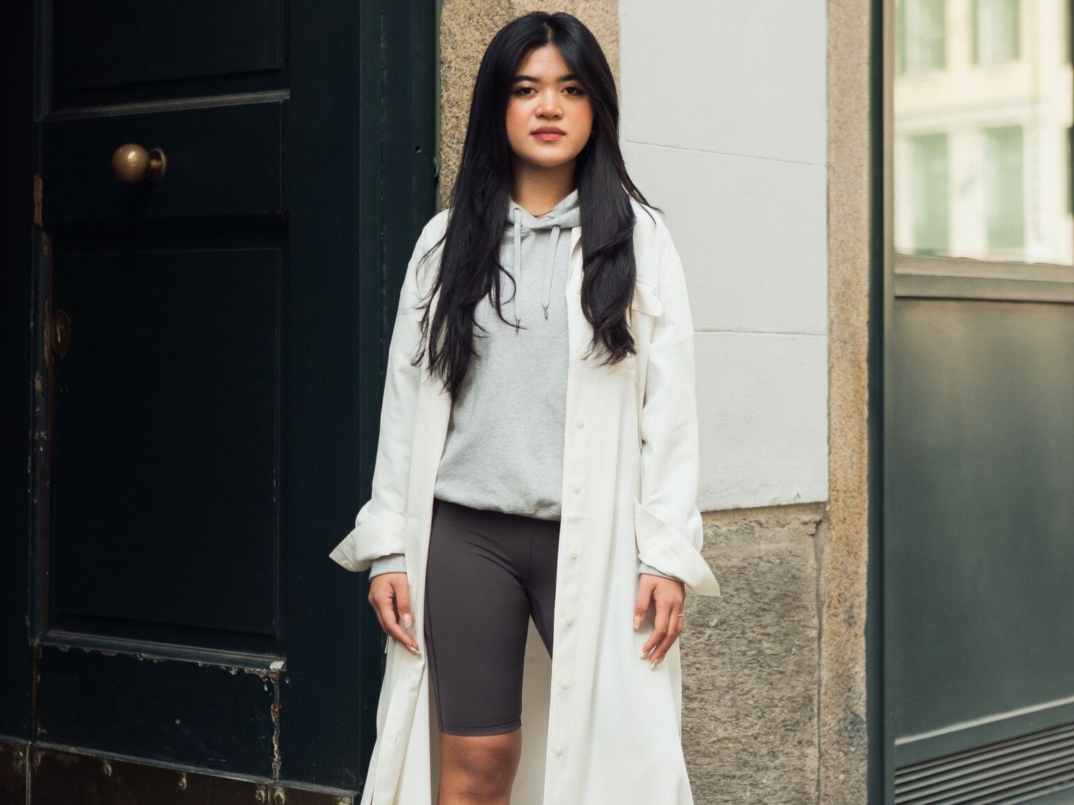 woman wearing UNIQLO clothing athleisure style