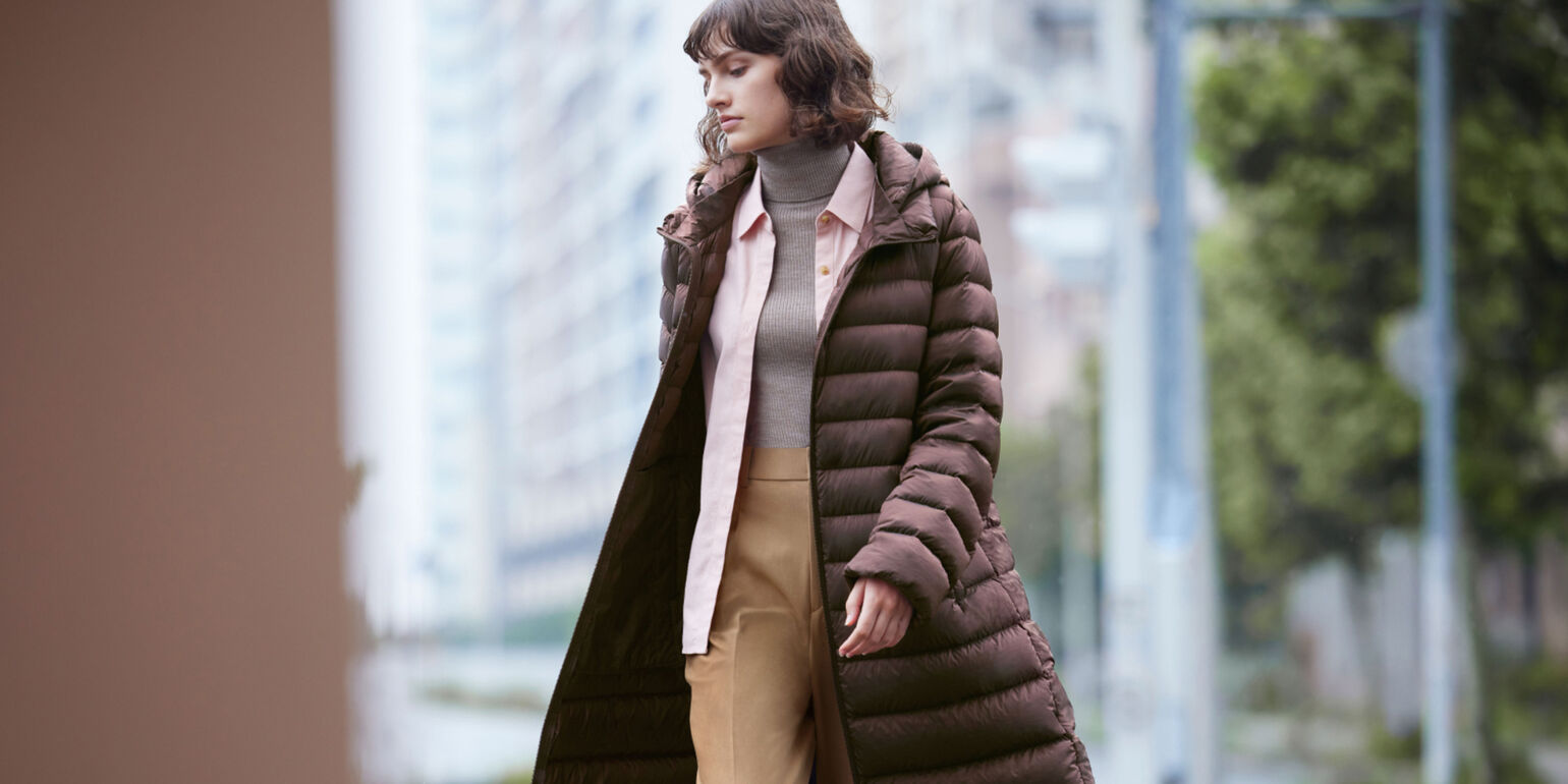 model wearing UNIQLO winter clothing