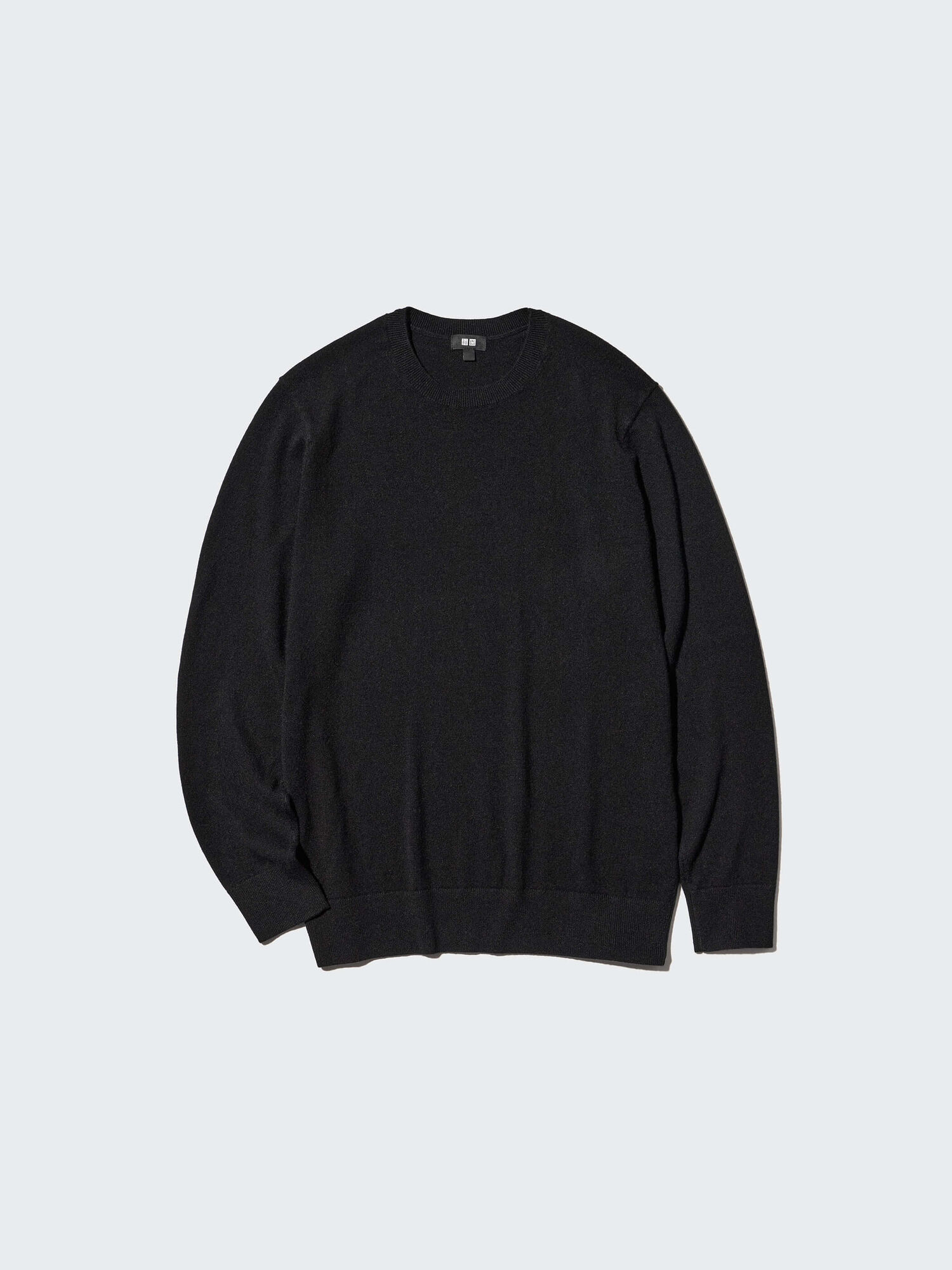 mens crew neck cashmere jumper in black