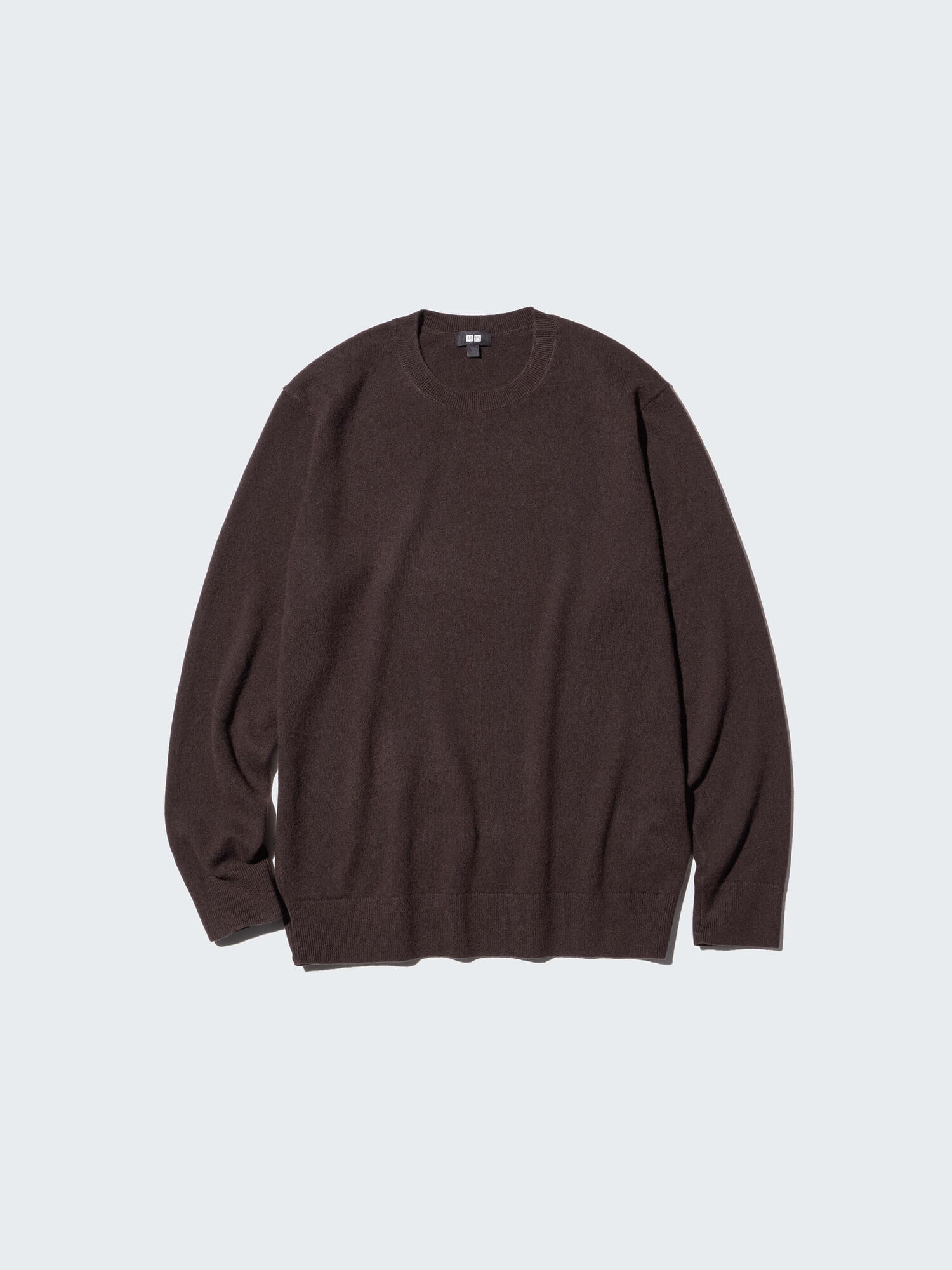 mens crew neck cashmere jumper in dark brown