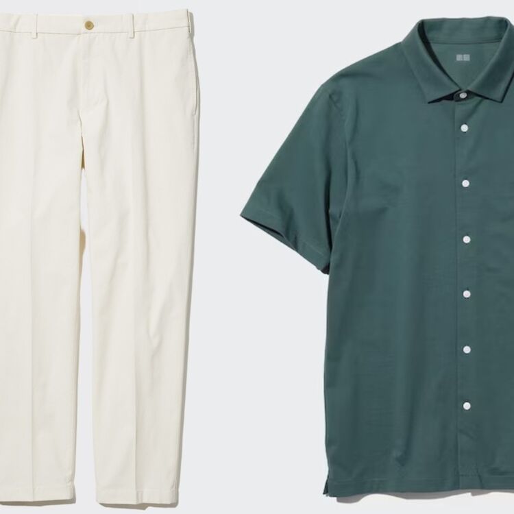 1. Kemeja AIRism Lengan Pendek dan Celana Panjang