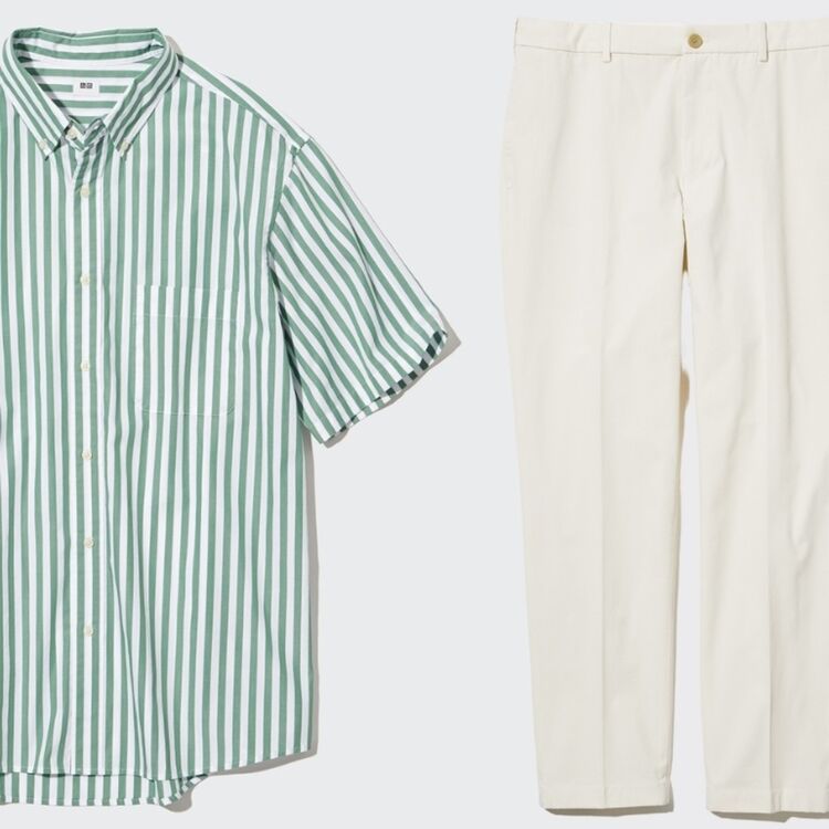 2. Kemeja Broadcloth Garis dan Celana Panjang