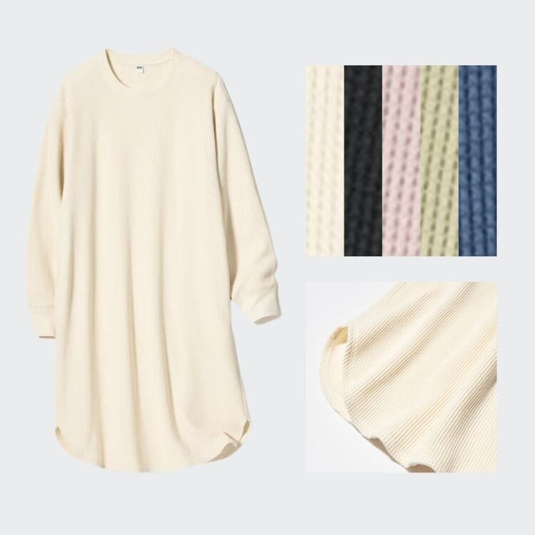 Gaun Waffle Lengan Panjang