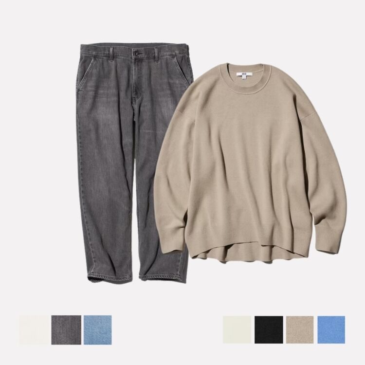 5. Jeans Rileks Ankle dan Sweater Rileks Katun Lembut