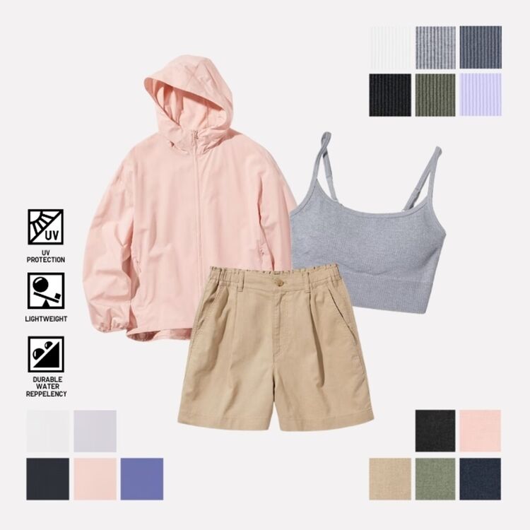 Celana Pendek Katun Linen dan Kamisol Bra Crop Seamless