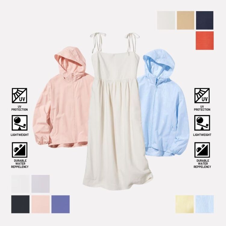 Gaun Kamisol Linen Blend dan Jaket Parka