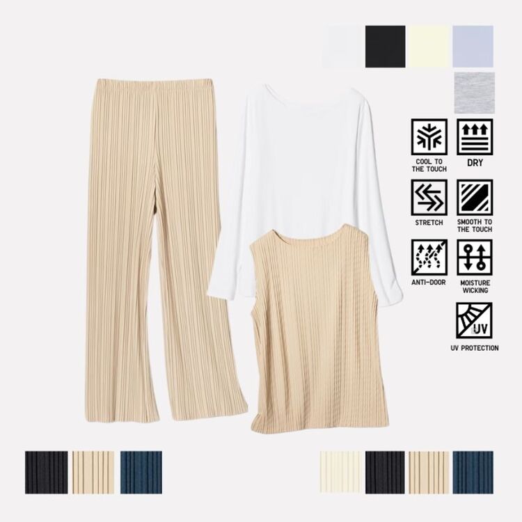 Pleated Straight Pants & Pleated Sleeveless Top