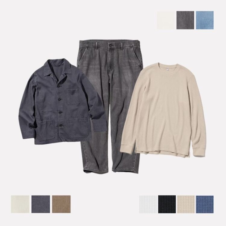 5. Relax Ankle Jeans, Waffle Crew Neck Long Sleeve Shirt, Utility Jacket