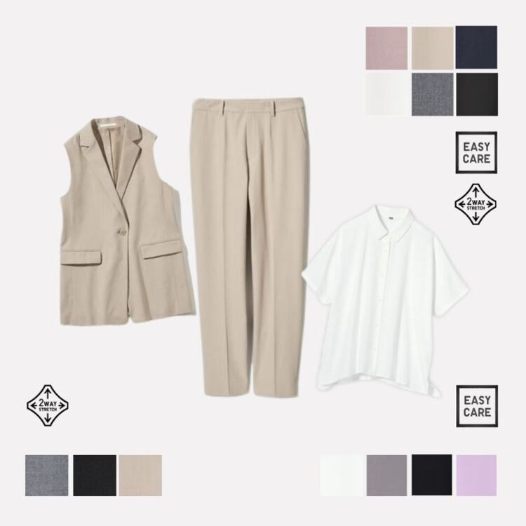 4. Blus Rayon Lengan Pendek, Jaket Tanpa Lengan, Celana Ankle