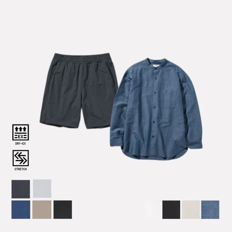 Celana Pendek DRY EX Ultra Stretch & Cotton Linen Stand Collar Long Sleeve