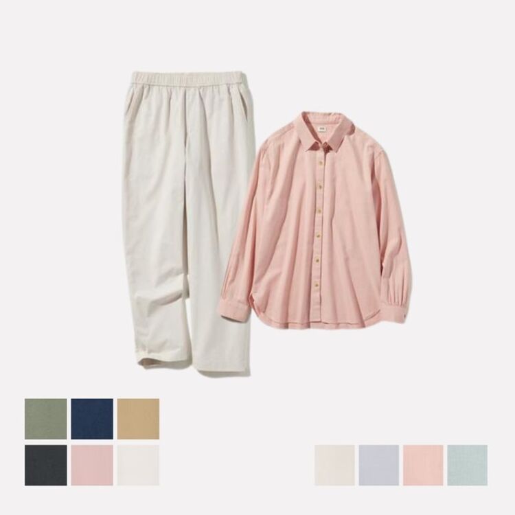 Kemeja Brushed Lengan Panjang & Celana Katun Ankle 