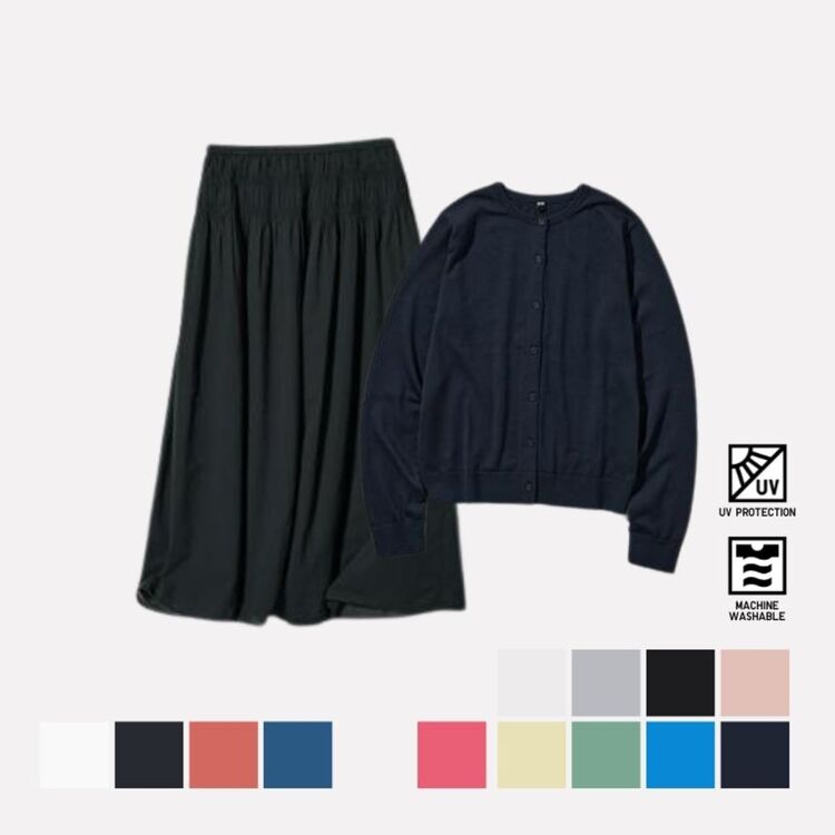 5. Kardigan Proteksi Sinar UV & Rok Kerut