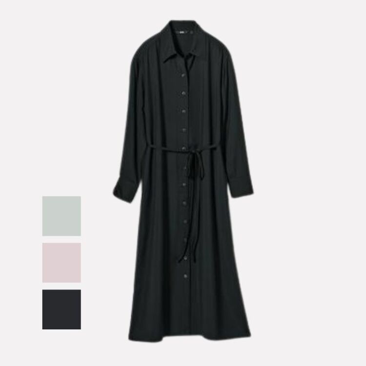 3. Dress Kemeja Rayon Lengan Panjang