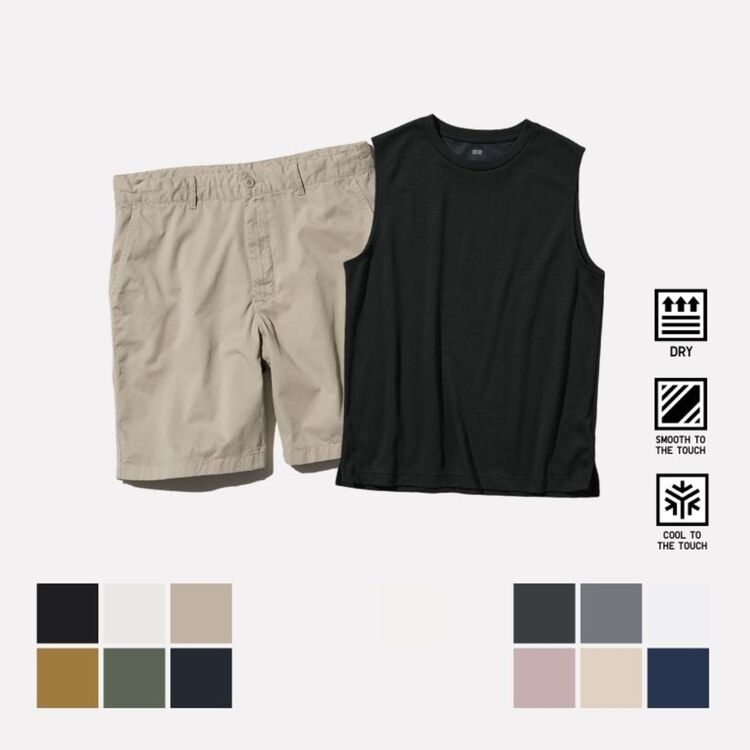 4. Celana Pendek Chino & T-Shirt Tanpa Lengan
