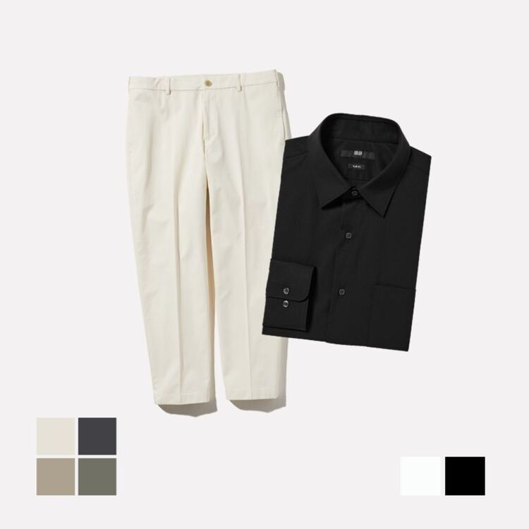 5. Kemeja Fine Cloth Easy Care Stretch Slim Fit Broadcloth dan Celana Ankle Rapi