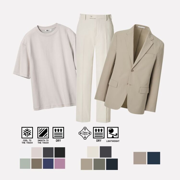 3. Celana Miracle Air (AirSense) Serupa Katun, AIRism Katun T-shirt Oversize Kerah Bulat (Lengan Half), dan Jaket Miracle Air