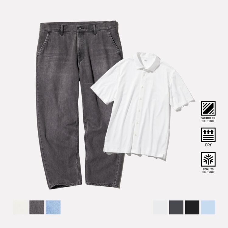 AIRism Katun Kaos Polo & Jeans Rileks Ankle (Fit Lebar)