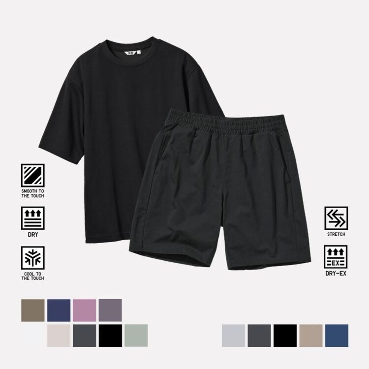 AIRism Katun T-Shirt Oversize & Celana Pendek DRY-EX Ultra Stretch