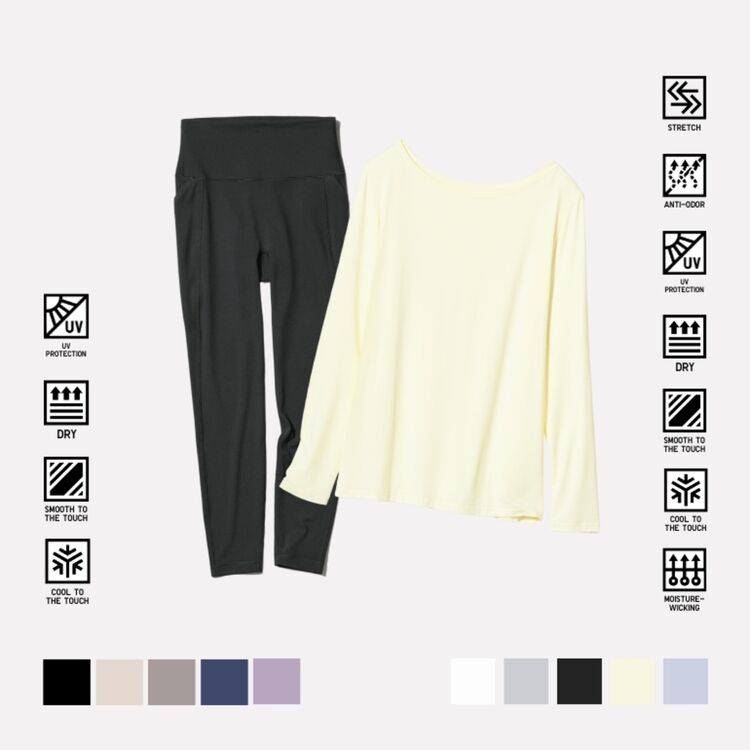 4. AIRism T-Shirt Proteksi Sinar UV (Campuran Sutra) & AIRism Celana Legging Lembut Proteksi Sinar UV