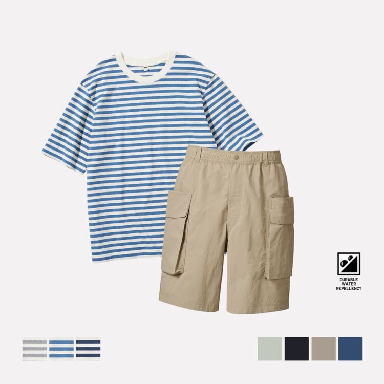 3. Celana Pendek Kargo Parasut & T-Shirt Oversize Lengan ½