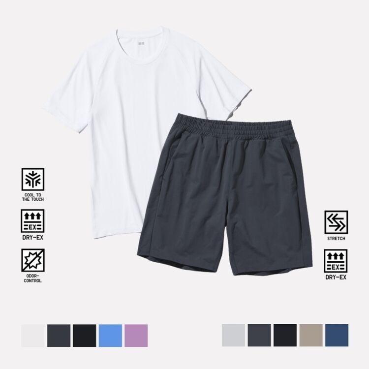 2. Celana Pendek DRY-EX Ultra Stretch & T-Shirt DRY-EX Kerah Bulat Lengan Pendek