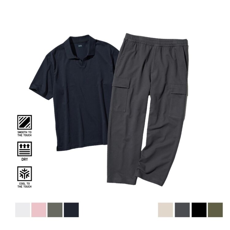 AIRism Katun Polo Pique & Celana Kargo Jersey Rileks